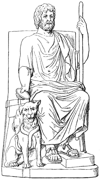 Coloriage représentant des figures de la mythologie romaine dans un paysage