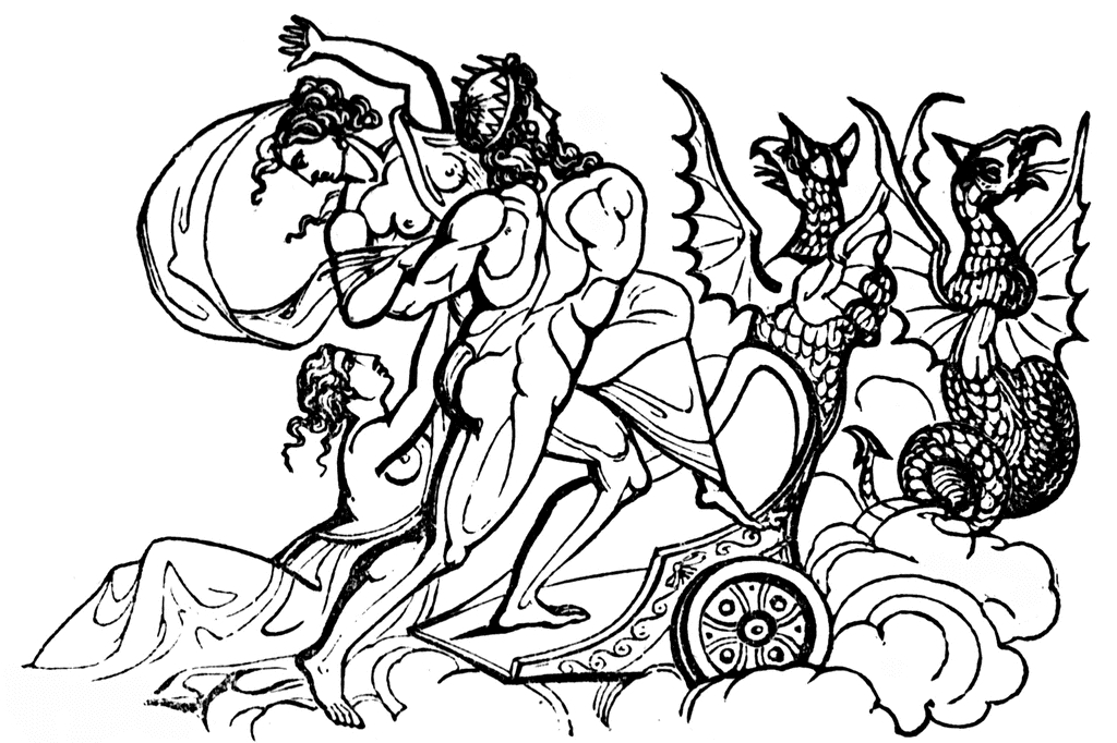 Représentation d'une déesse de la mythologie romaine dans un décor classique