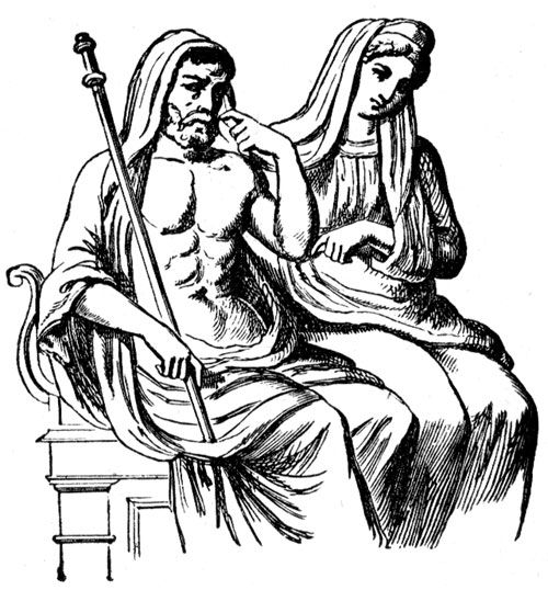 Dieu romain en pleine action avec des éléments mythologiques
