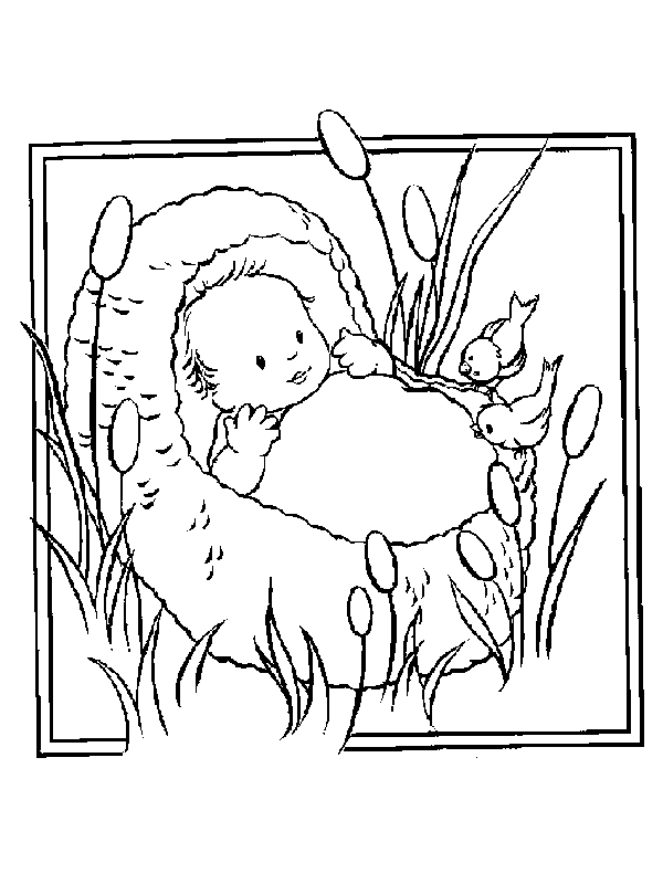 Coloriage d'une naissance avec un bébé et des éléments festifs