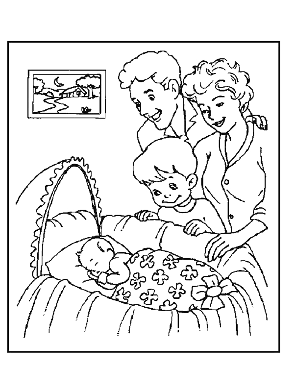 Un adorable dessin de naissance avec des animaux bienveillants