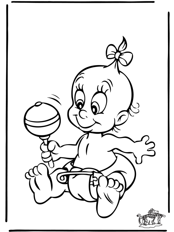 Un adorable coloriage de naissance avec un bébé et des éléments festifs