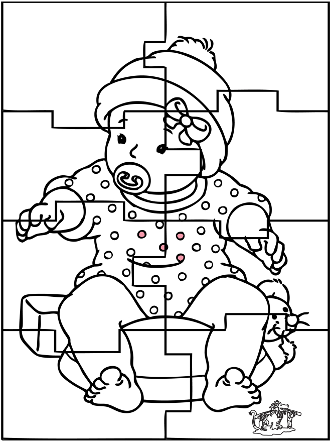 Coloriage d’un bébé jouant avec des jouets dans un décor doux