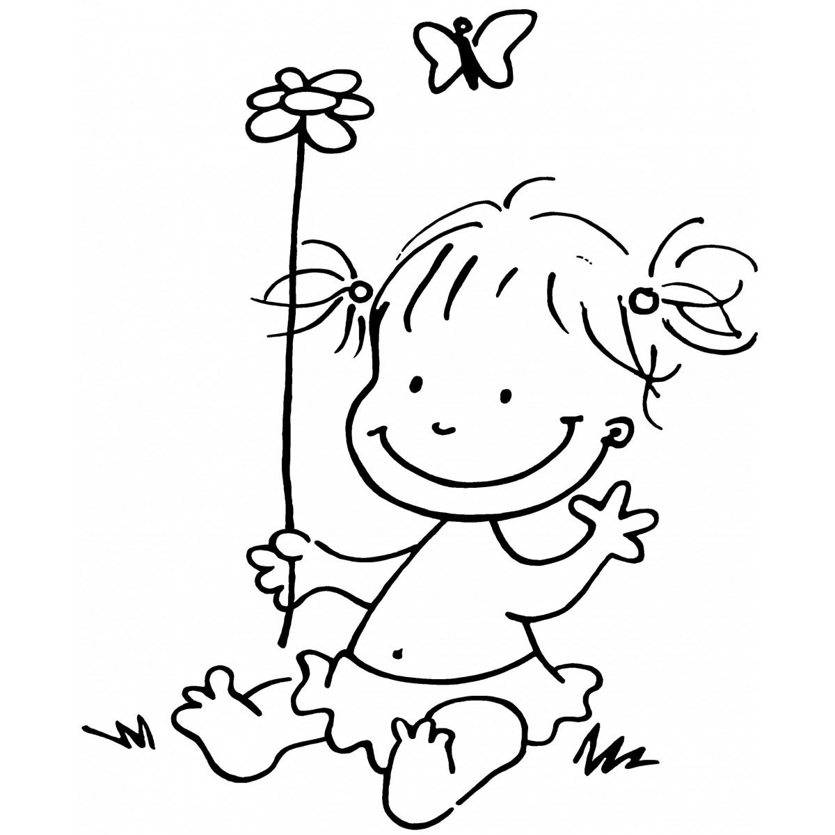 Coloriage d'une naissance avec un bébé et des animaux dans un décor de nature
