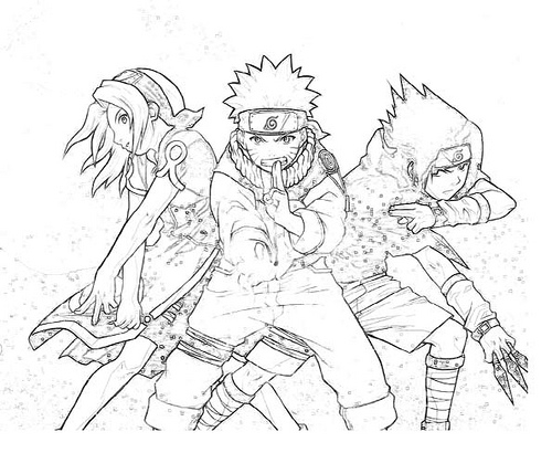 Naruto en pleine action avec ses amis sur fond de paysage animé