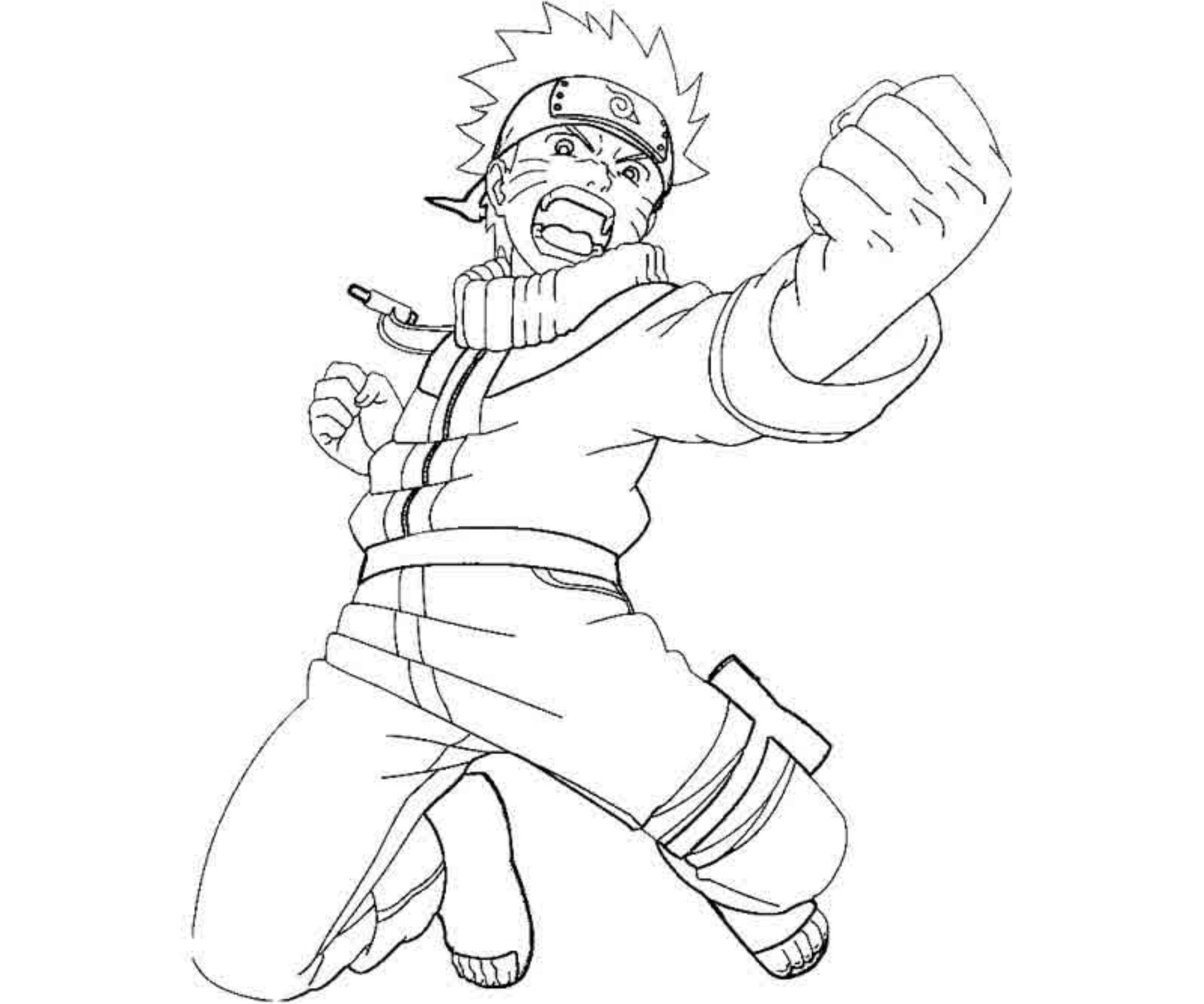 Naruto en plein entraînement avec des éléments de son univers