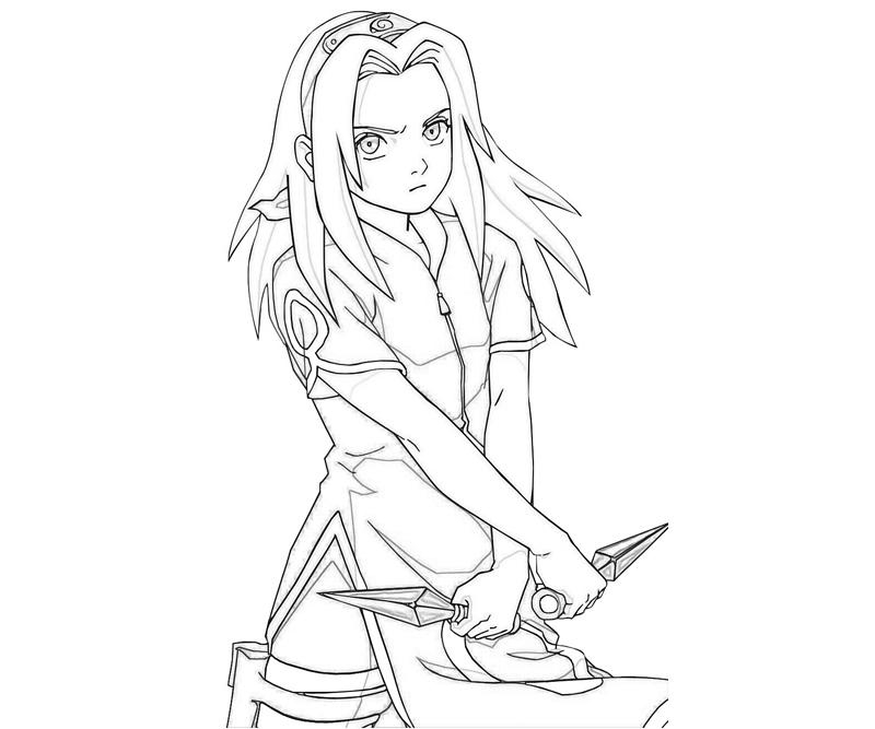 Coloriage de Naruto en pleine action avec son kunai