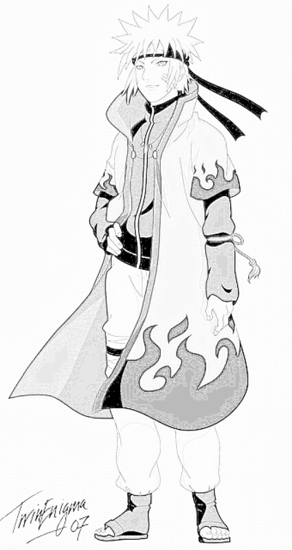 Coloriage de Naruto en train de se battre avec un fond dynamique