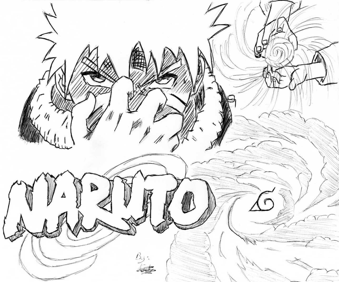 Naruto en pleine action avec son kunai dans un décor urbain