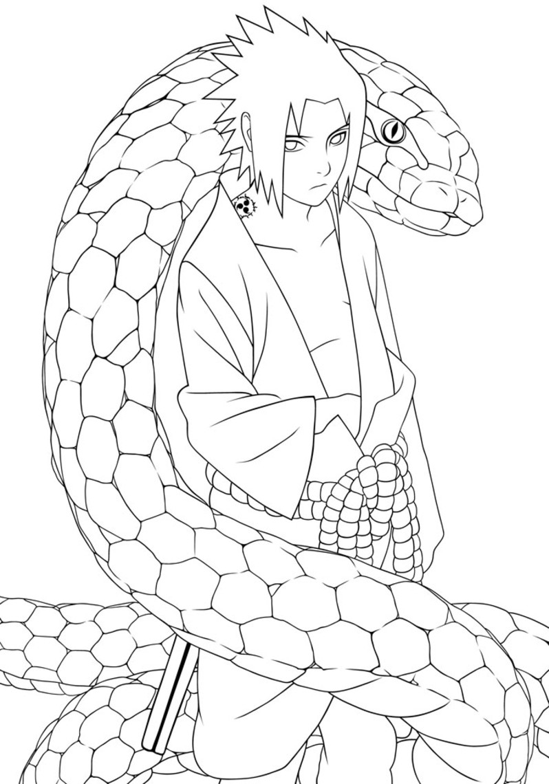 Coloriage de Naruto en pleine action avec son kunai