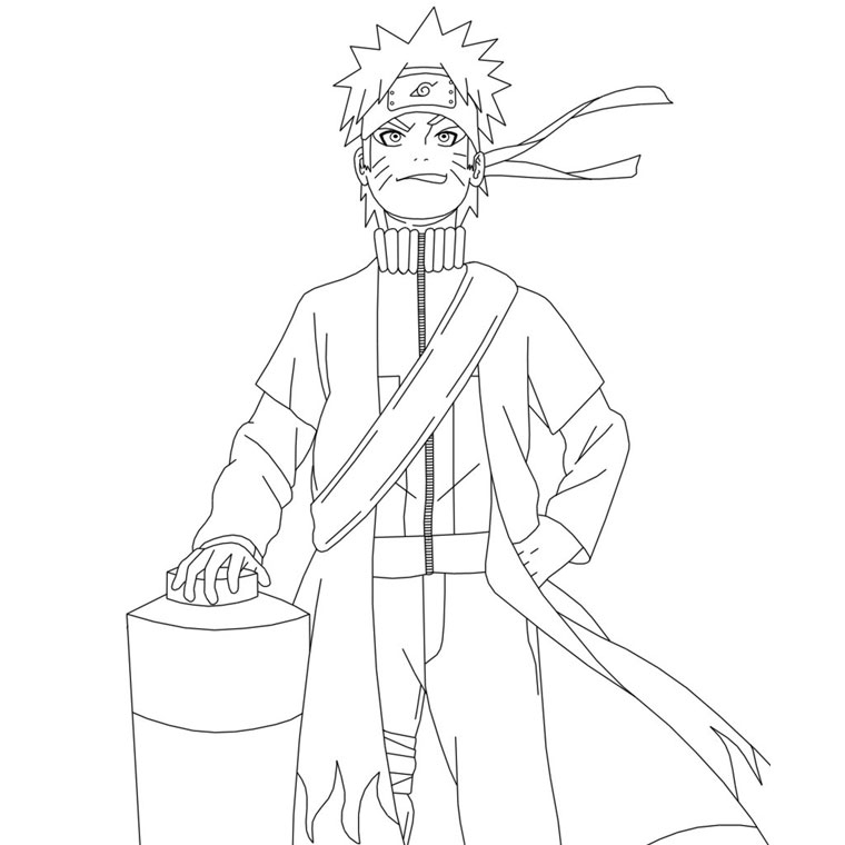 Naruto en pleine action avec son kunai dans un décor dynamique