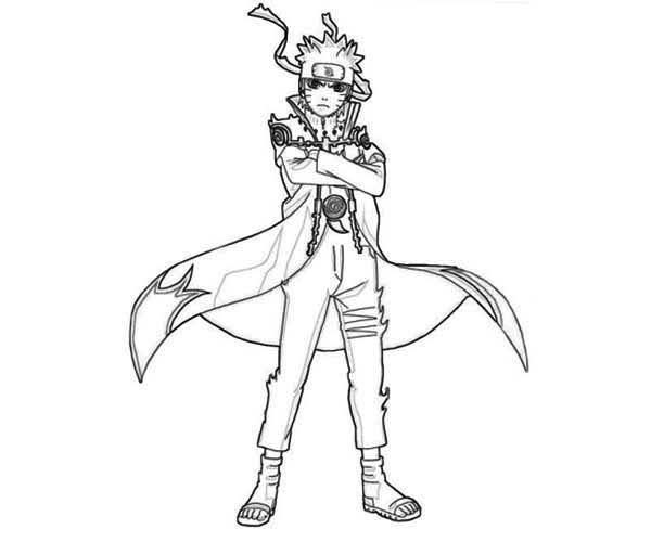 Coloriage de Naruto en pleine action avec son kunai