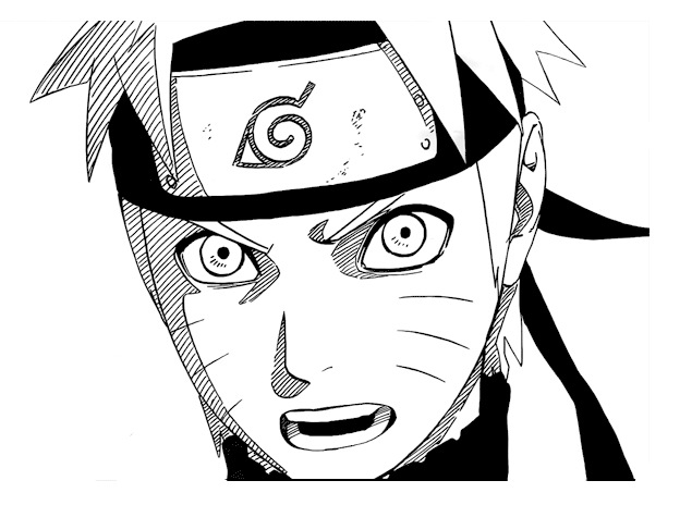 Coloriage de Naruto en train de se battre avec un décor dynamique
