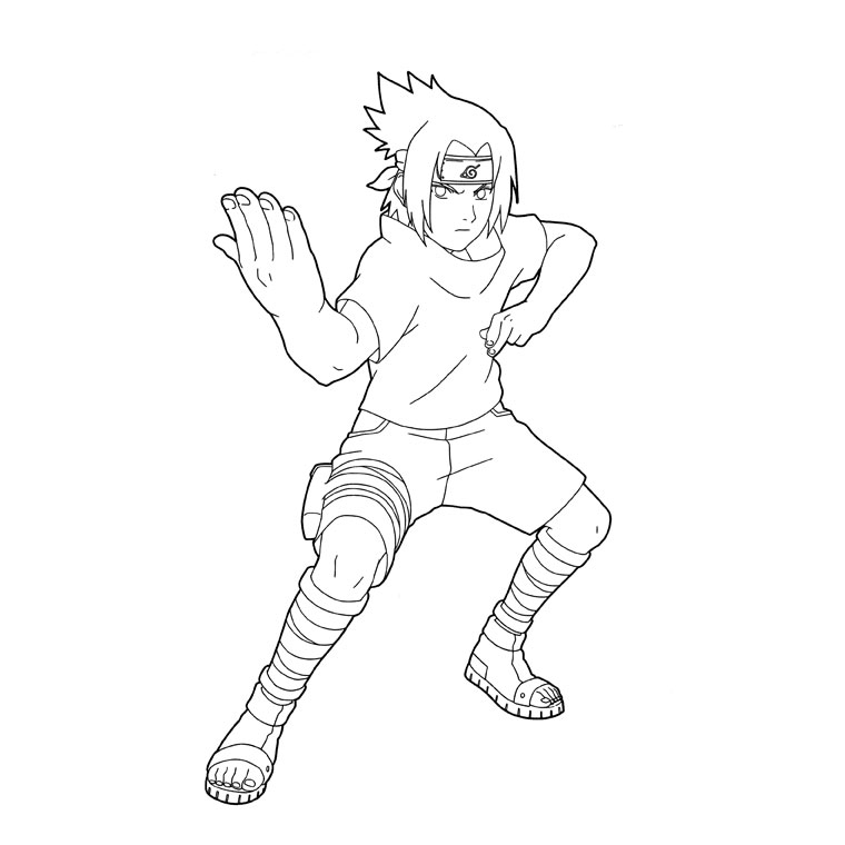 Coloriage de Naruto en pleine action avec un fond dynamique