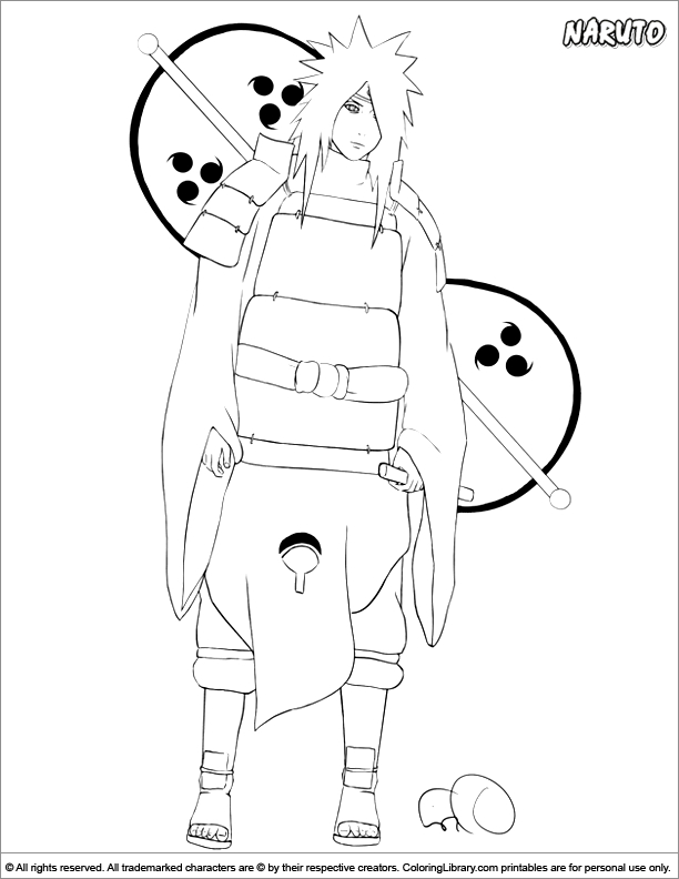 Coloriage de Naruto en pleine action dans un décor dynamique