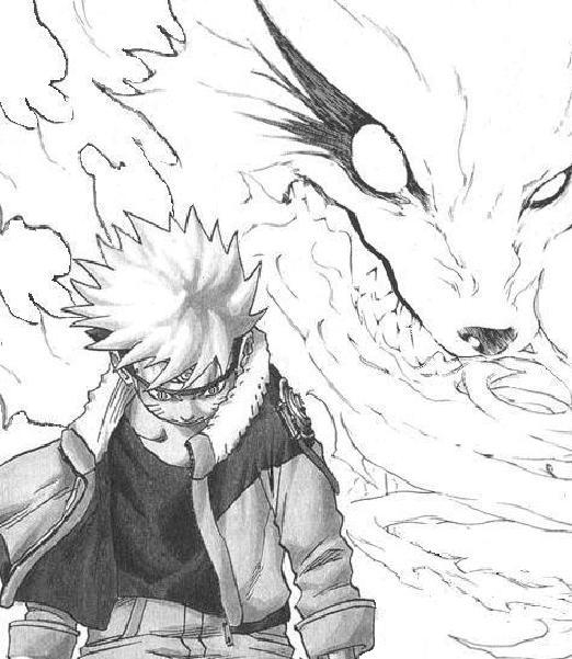Coloriage de Naruto en pleine action avec un fond dynamique