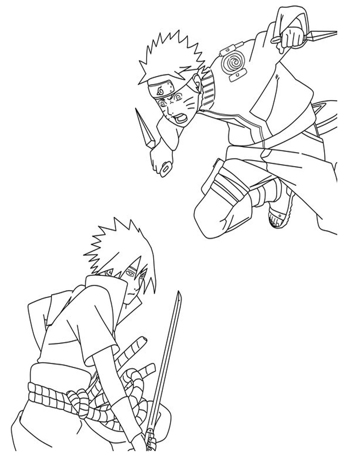 Coloriage de Naruto en pleine action avec son équipe Coloriage de Naruto en pleine action avec son équipe