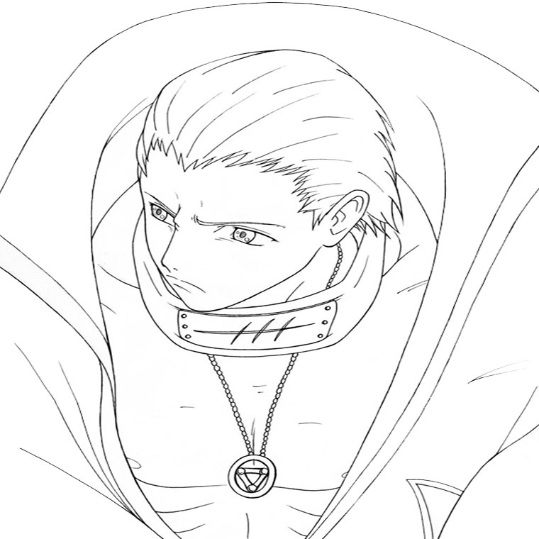 Coloriage de Naruto en pleine action dans un paysage dynamique