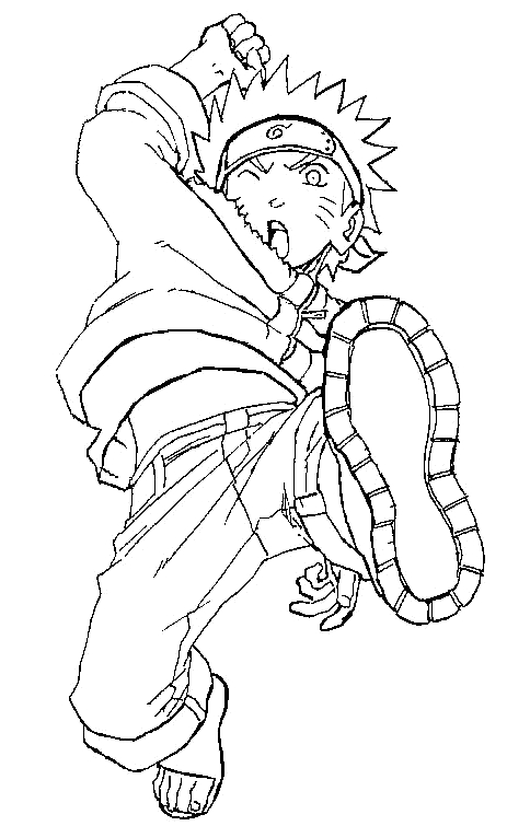 Naruto en pleine action dans un décor dynamique