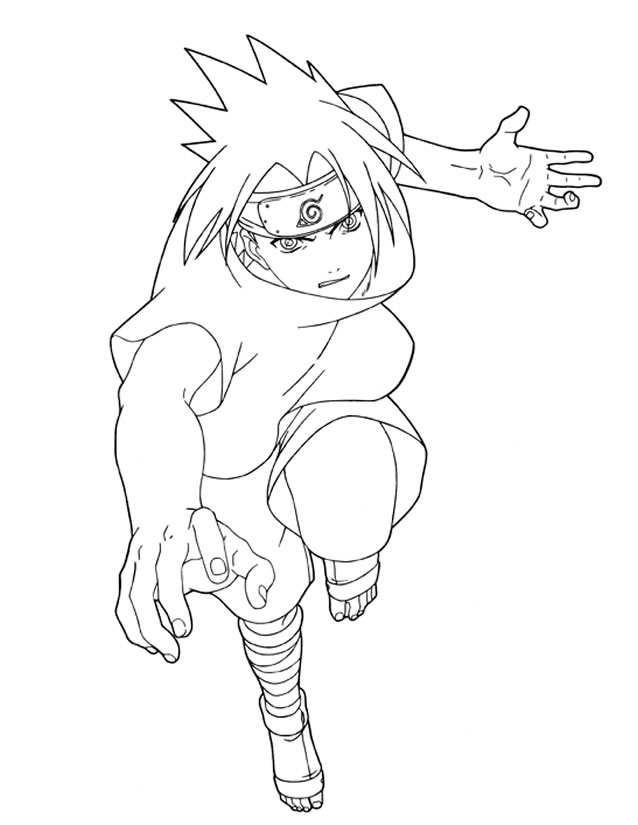 Coloriage de Naruto en pleine action avec ses amis