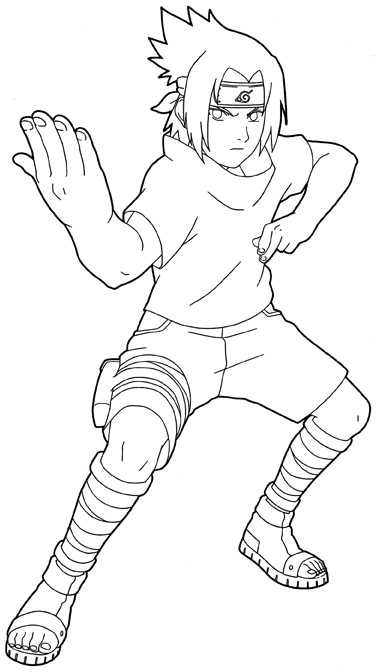 Coloriage de Naruto en pleine action avec ses amis