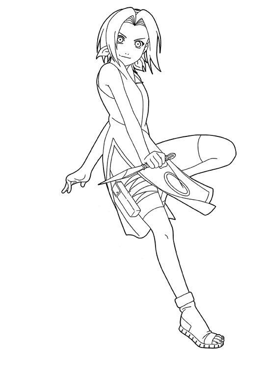 Coloriage de Naruto en pleine action avec ses amis