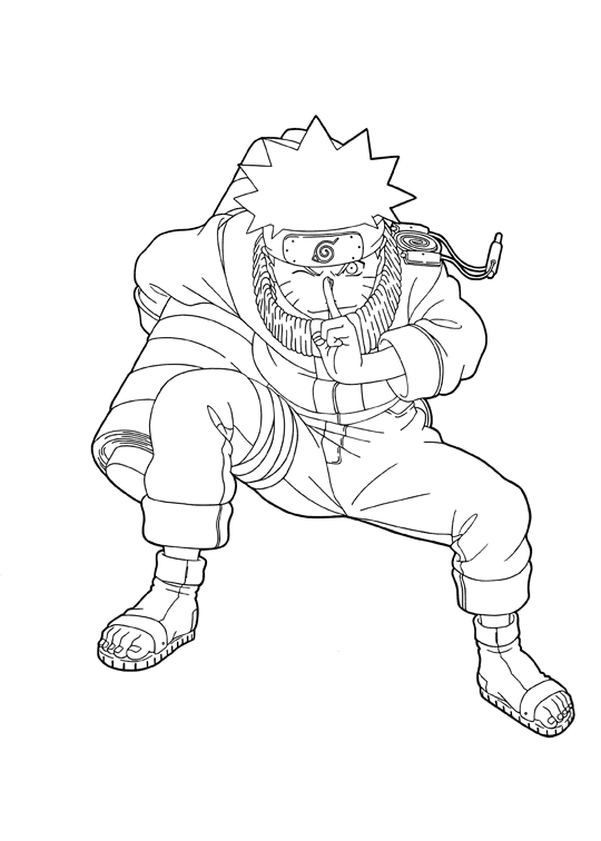 Naruto en pleine course avec un décor de village en arrière-plan