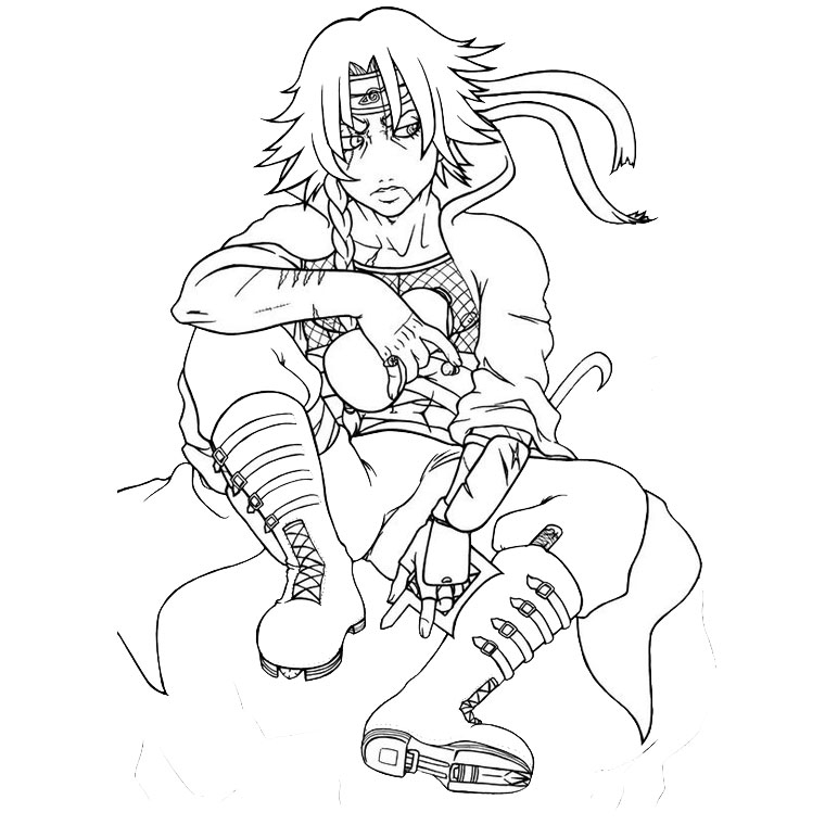 Coloriage de Naruto en pleine action avec son célèbre kunai