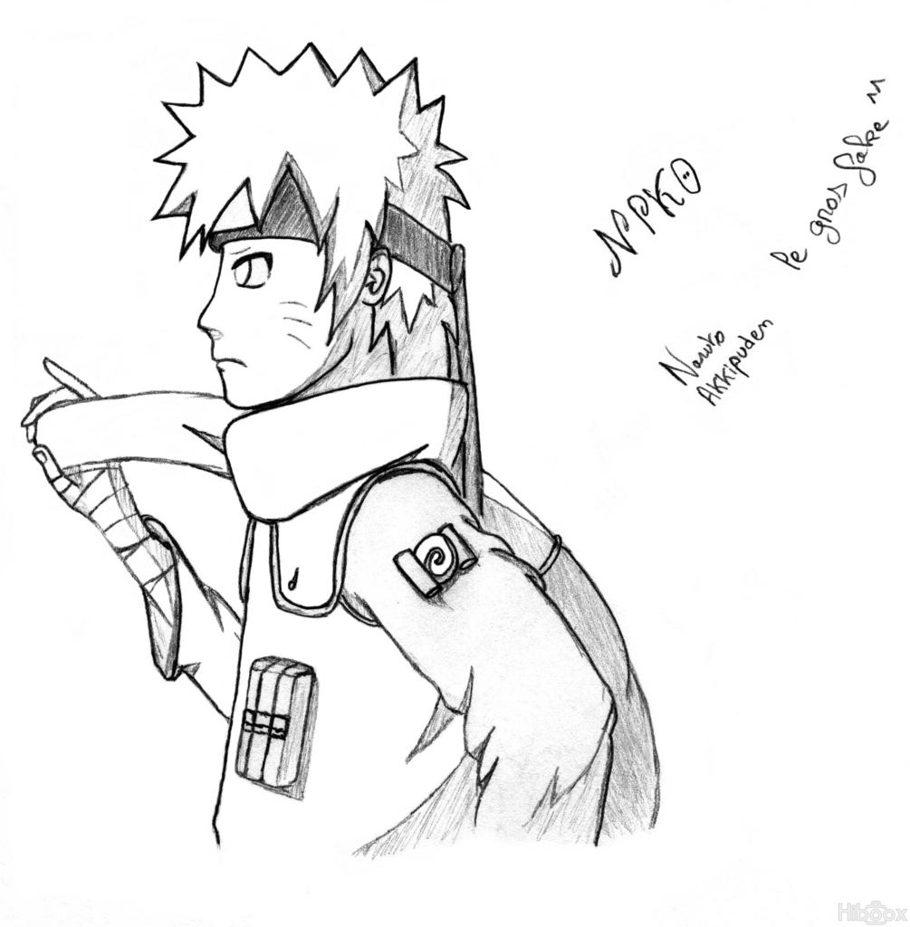 Coloriage de Naruto en pleine action avec son kunai
