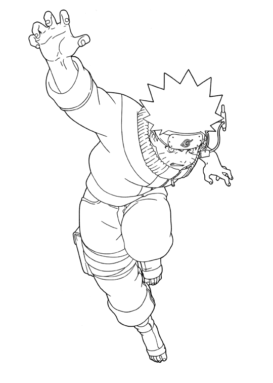 Naruto en action avec son kunai dans un paysage dynamique