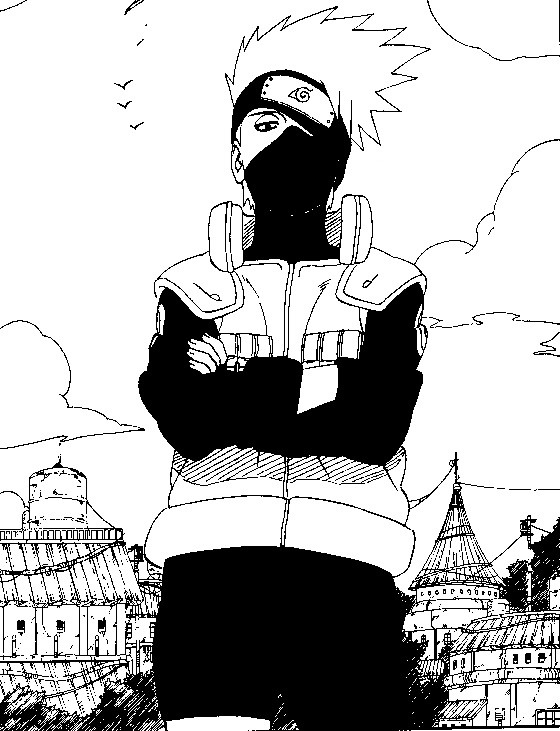 Naruto en pleine action avec son kunai dans un décor dynamique