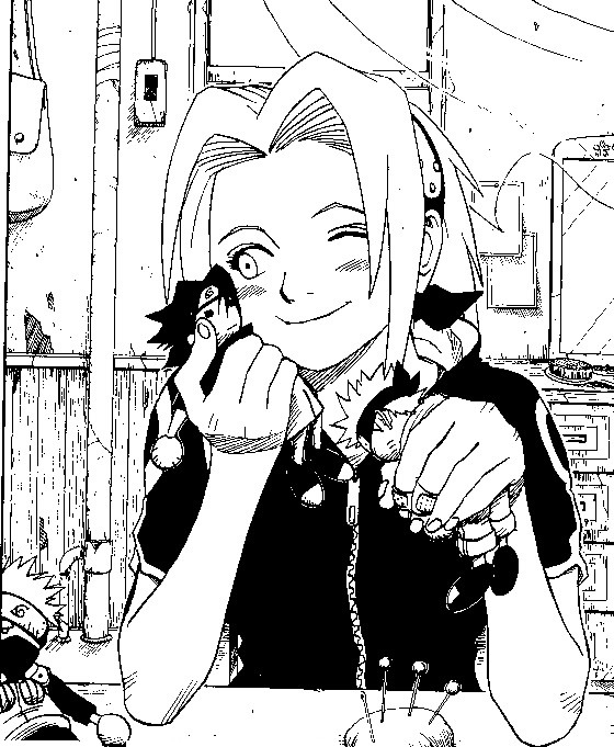 Coloriage de Naruto en pleine action avec un fond dynamique