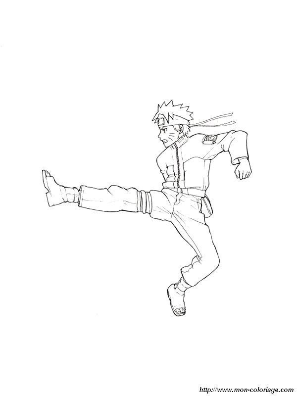 Naruto en pleine action avec ses amis dans un décor dynamique