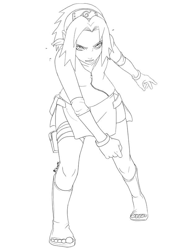 Coloriage de Naruto en pleine action avec son kunai