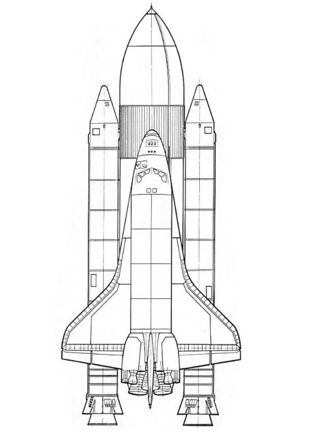 Coloriage d'une navette spatiale en plein vol