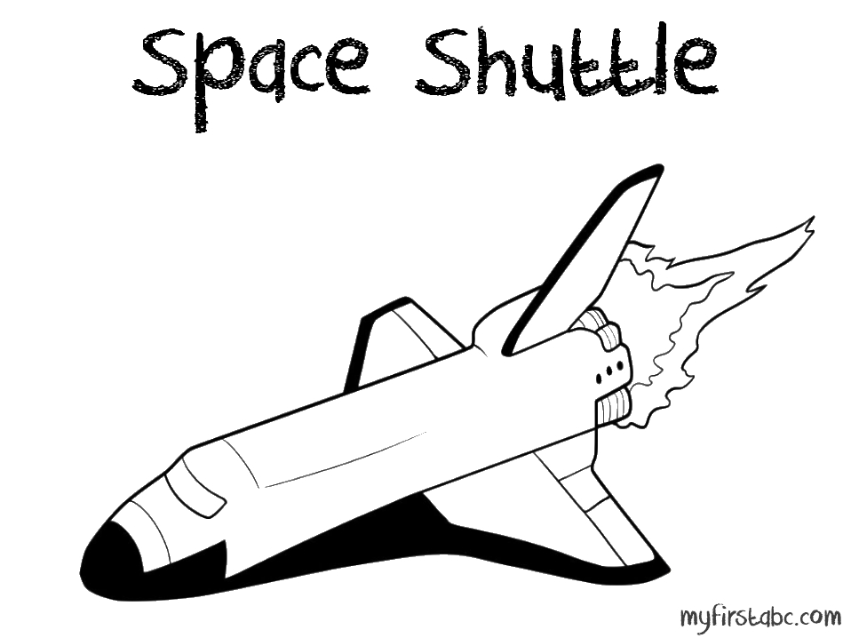 Coloriage d'une navette spatiale en plein vol