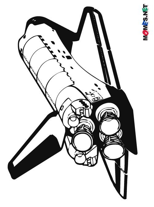 Coloriage d'une navette spatiale en vol dans l'espace