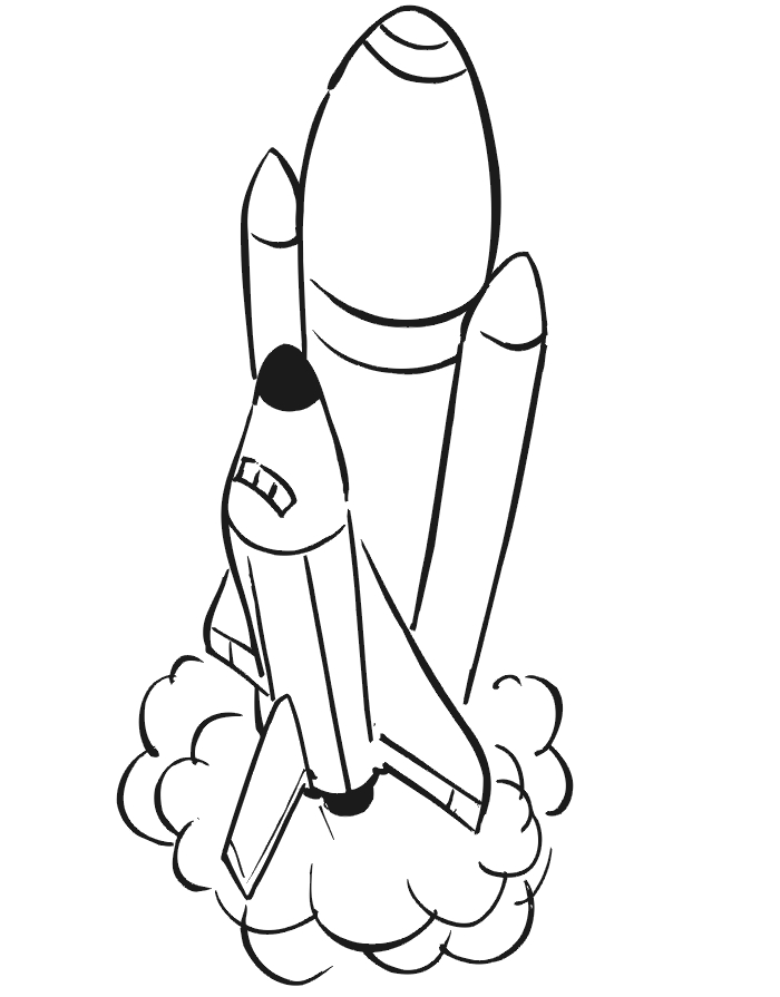 Coloriage d'une navette spatiale en plein vol