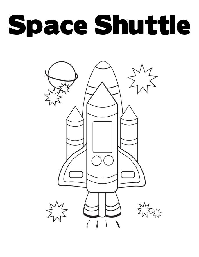 Coloriage d'une navette spatiale en plein vol