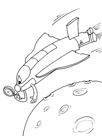 Coloriage d'une navette spatiale en plein vol dans l'espace