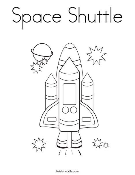Coloriage d'une navette spatiale en plein vol avec des étoiles en arrière-plan