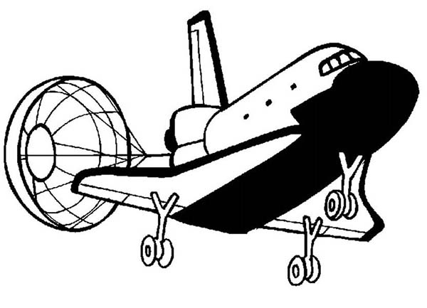 Coloriage d'une navette spatiale en orbite