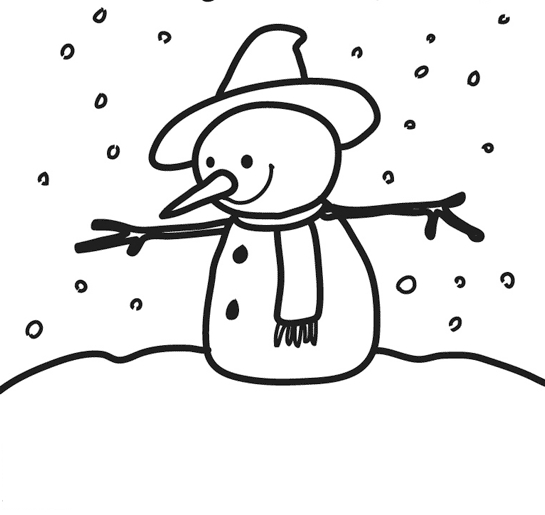 Scène hivernale avec un bonhomme de neige sous un ciel étoilé