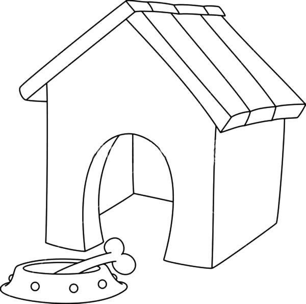 Coloriage d'une niche à chien avec un environnement naturel