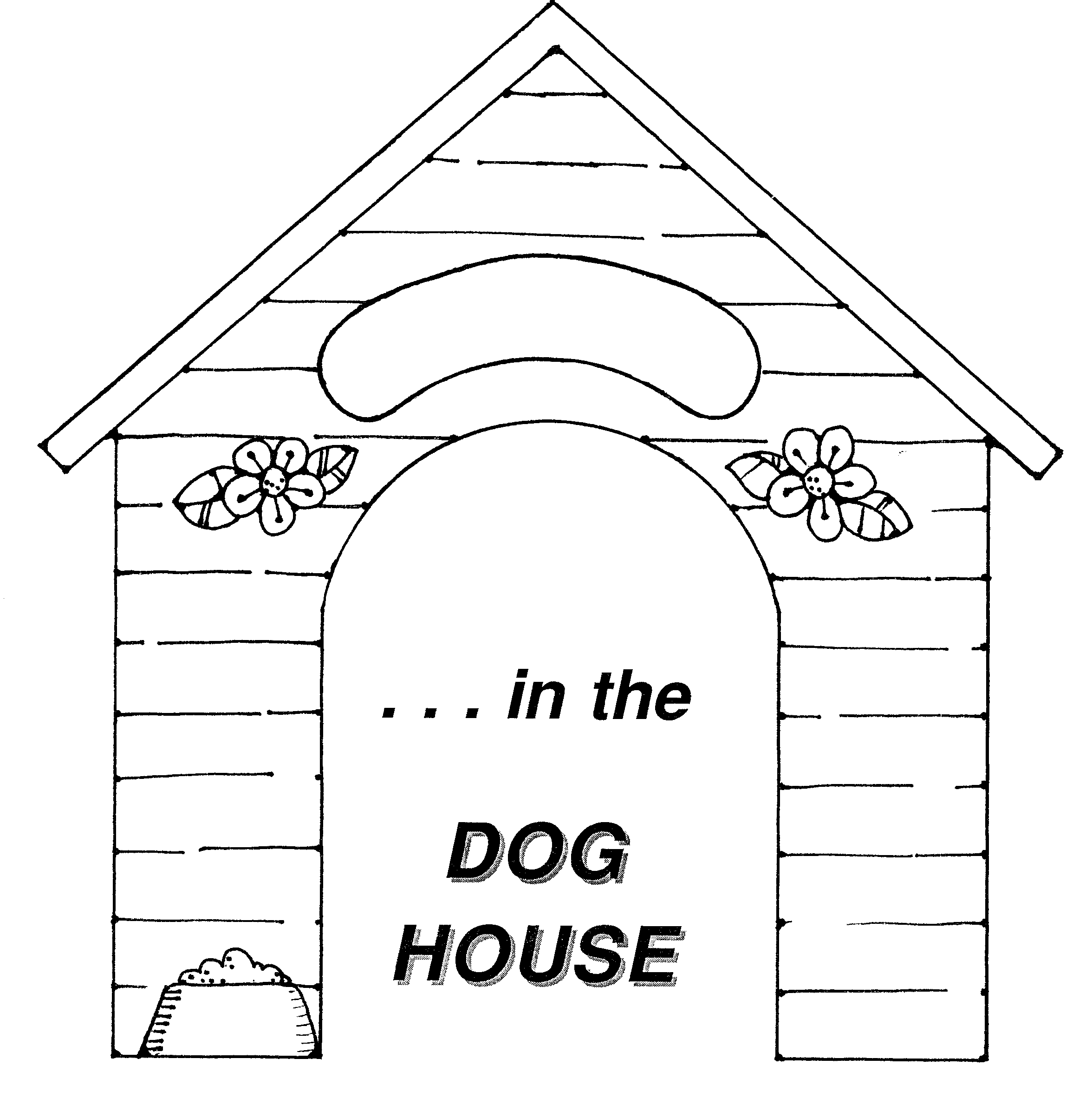 Coloriage d'une niche à chien entourée de nature