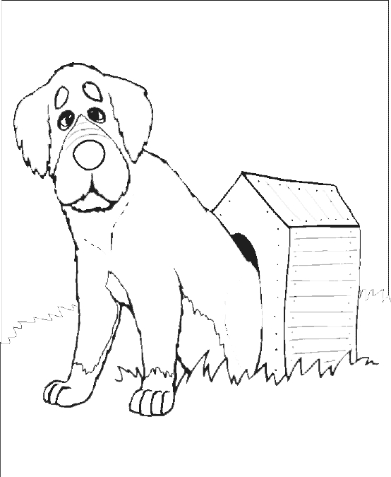 Illustration d'une niche à chien entourée d'éléments naturels