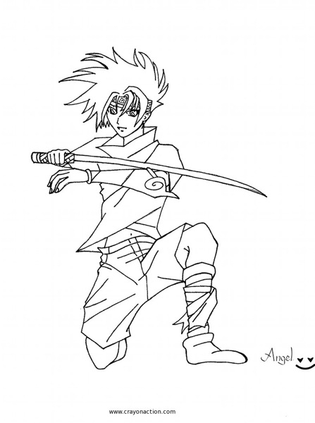 Un ninja dynamique en pleine action sur un fond simple