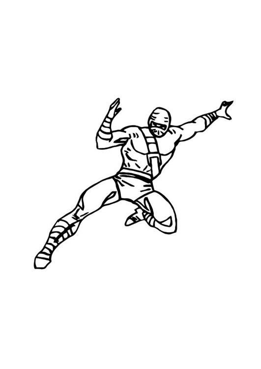 Un ninja en pleine action dans un décor urbain