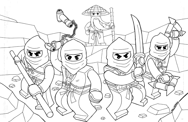 Un ninja de Ninjago en pleine action sur un fond dynamique