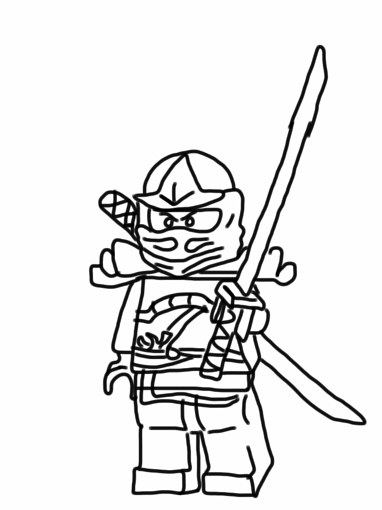 Scène de ninjago avec un combattant en pleine action